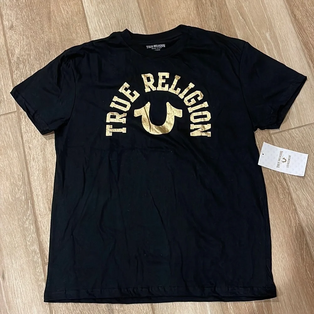 True Religion Loungewear Tee Black/Gold LARGE